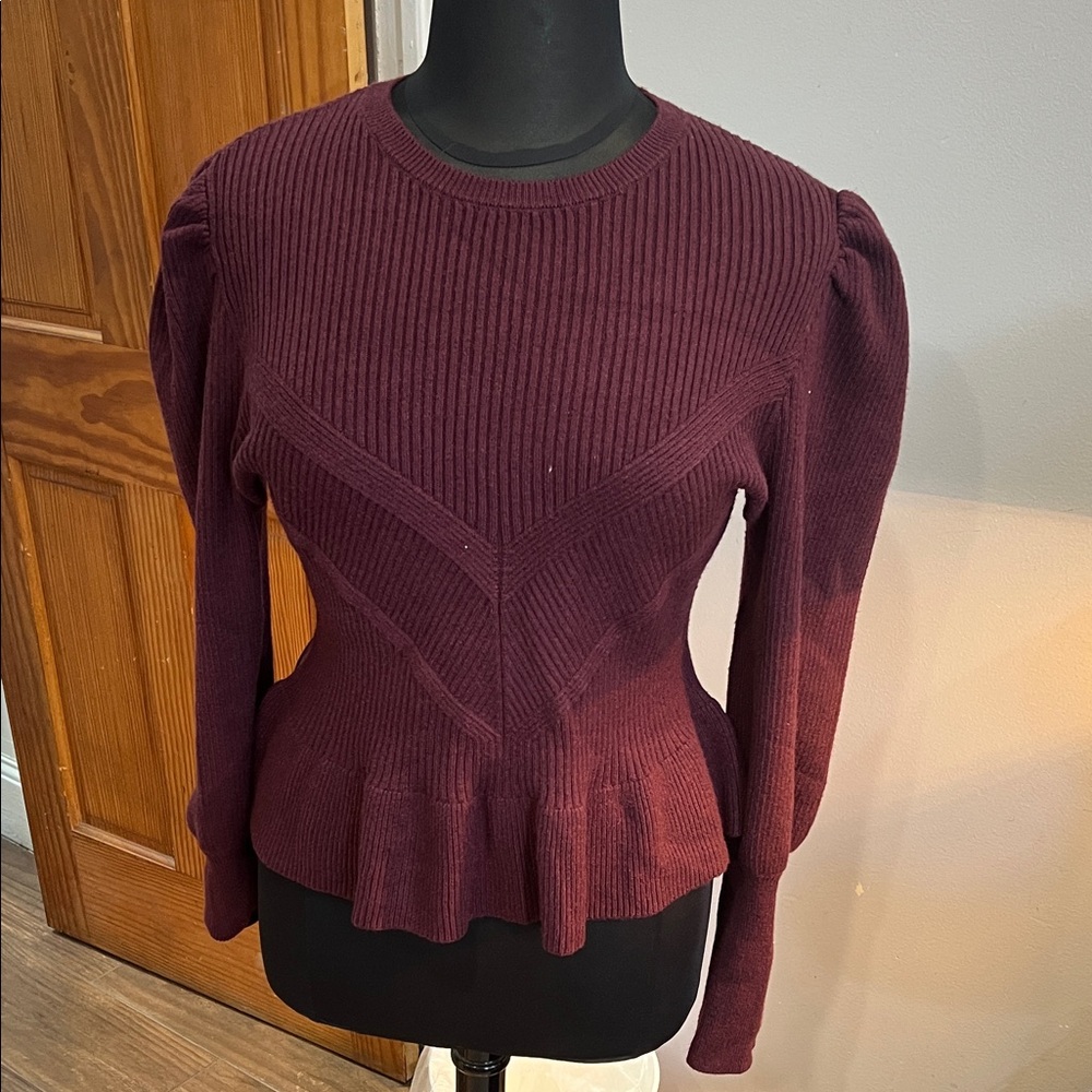 Burgundy Ribbed Knit Sweater
